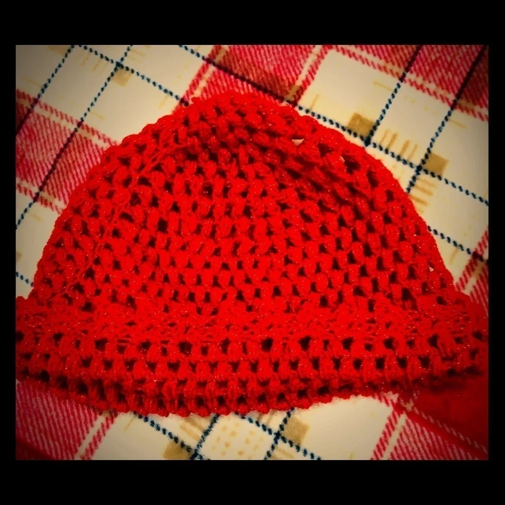 Red Handmade knit hat